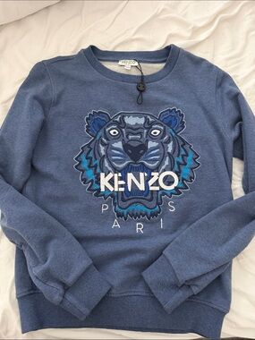 Kenzo Blue Embroidered Tiger Sweatshirt for Kids